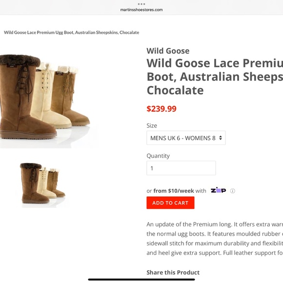 UGG Wild Goose Premium Lace Boot Chestnut Leather Sheepskin Womens 7 Mens 6 NWOB - Picture 16 of 16